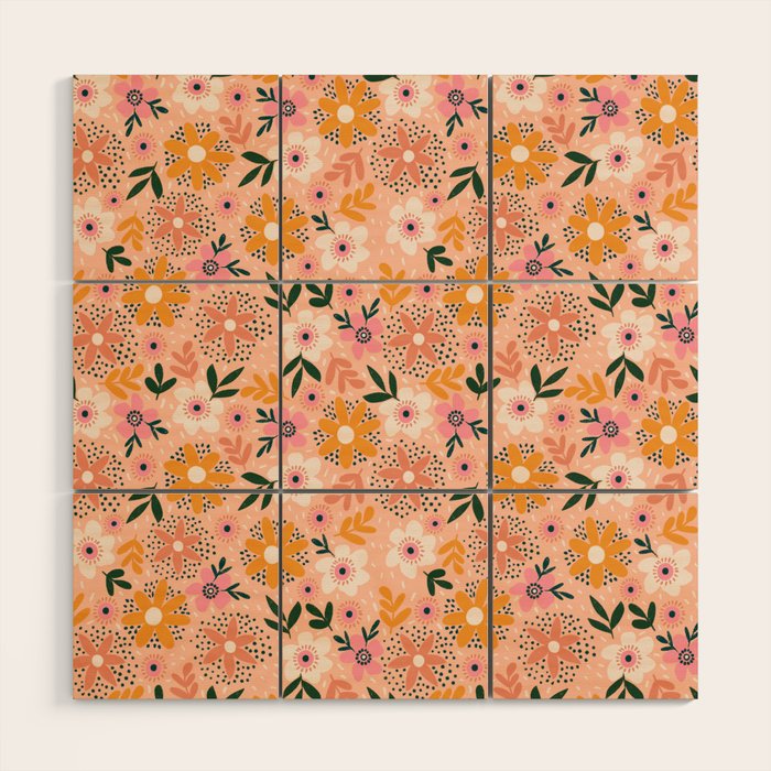 Autumn Floral Pattern Wood Wall Art Gallery Image 1
