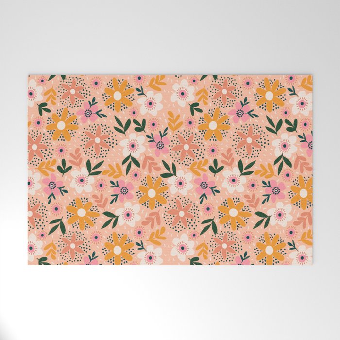 Autumn Floral Pattern Welcome Mat Gallery Image 1