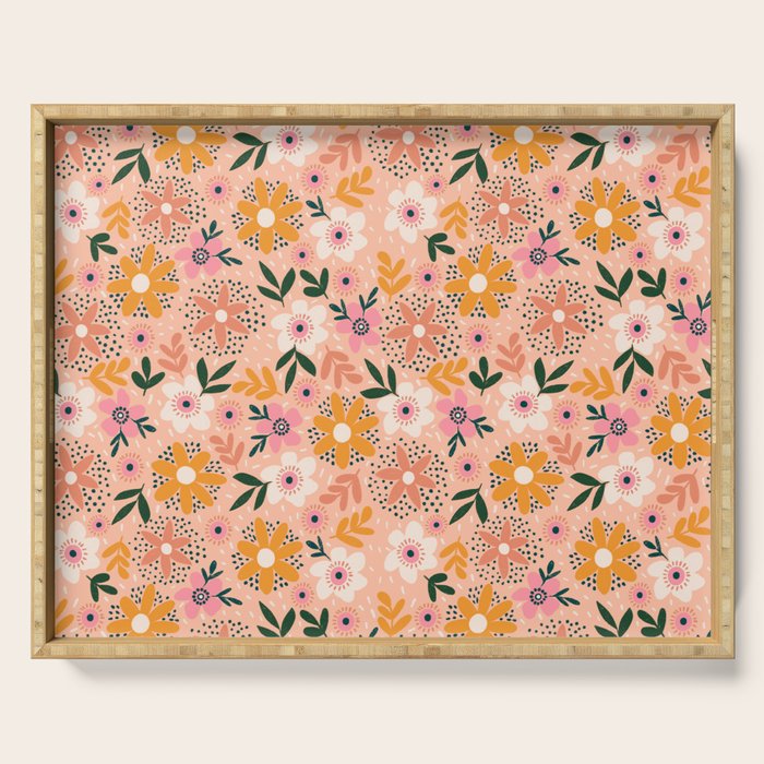 Autumn Floral Pattern Serving Tray Gallery Image 1
