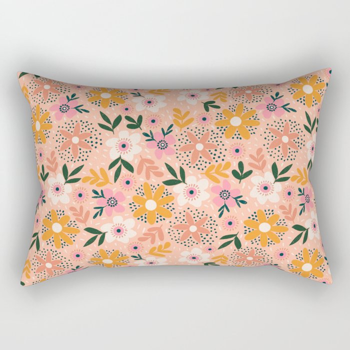 Autumn Floral Pattern Rectangular Pillow Gallery Image 2
