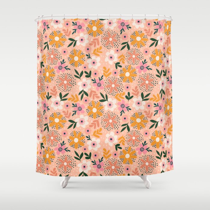 Autumn Floral Pattern Shower Curtain Gallery Image 1
