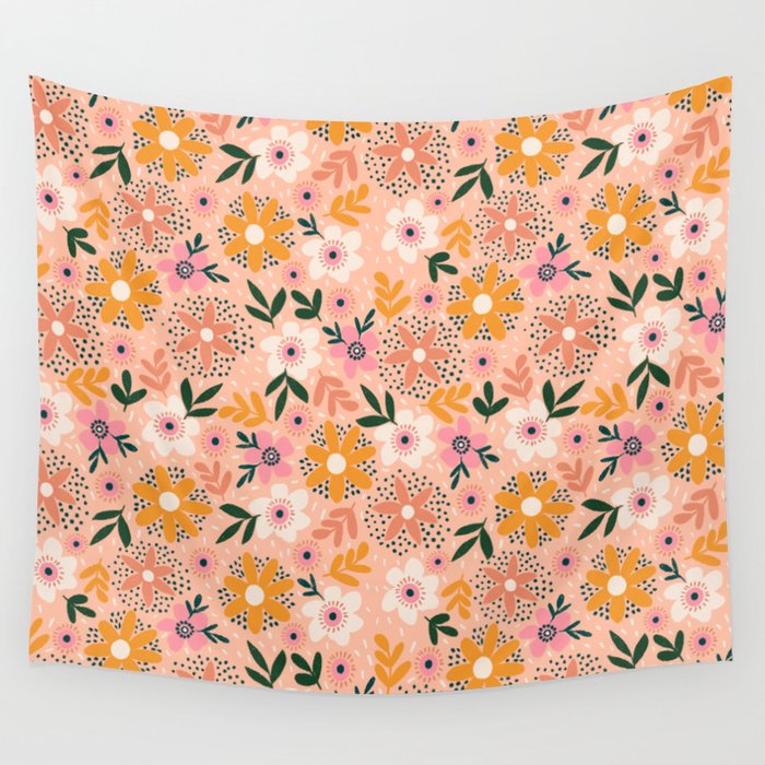Autumn Floral Pattern Wall Tapestry Gallery Image 4