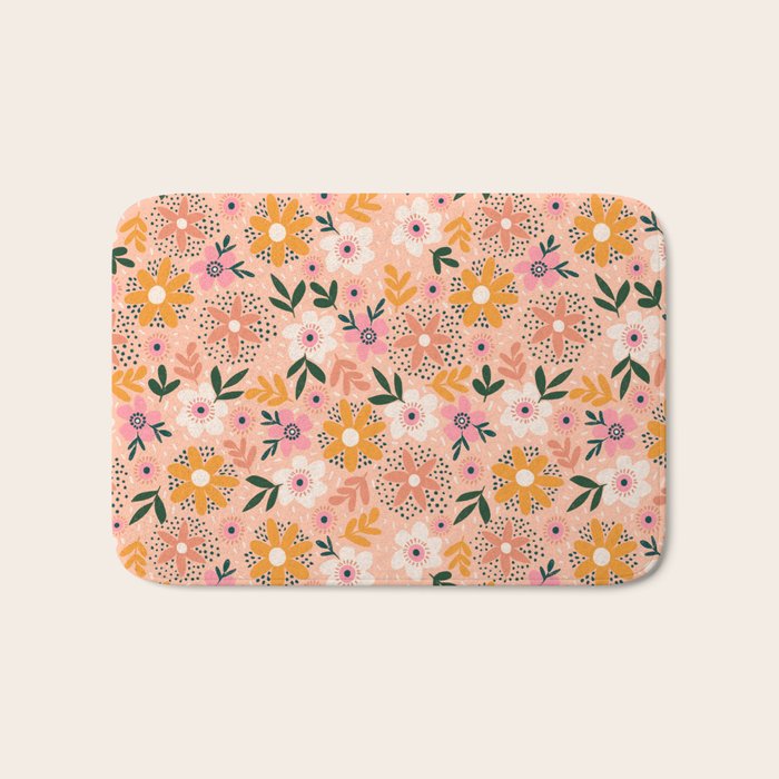 Autumn Floral Pattern Bath Mat Gallery Image 1