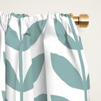 Scandinavian Mid Century Pattern 1950s Blue Window Curtain Gallery Image 2