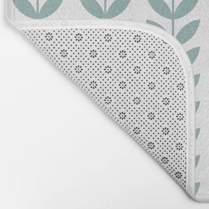 Scandinavian Mid Century Pattern 1950s Blue Bath Mat Gallery Image 2