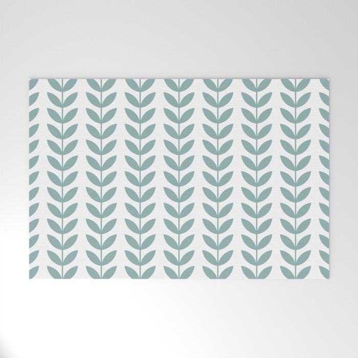 Scandinavian Mid Century Pattern 1950s Blue Welcome Mat Gallery Image 1