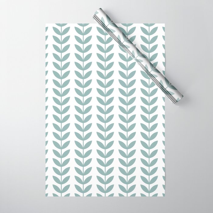 Scandinavian Mid Century Pattern 1950s Blue Wrapping Paper Gallery Image 1