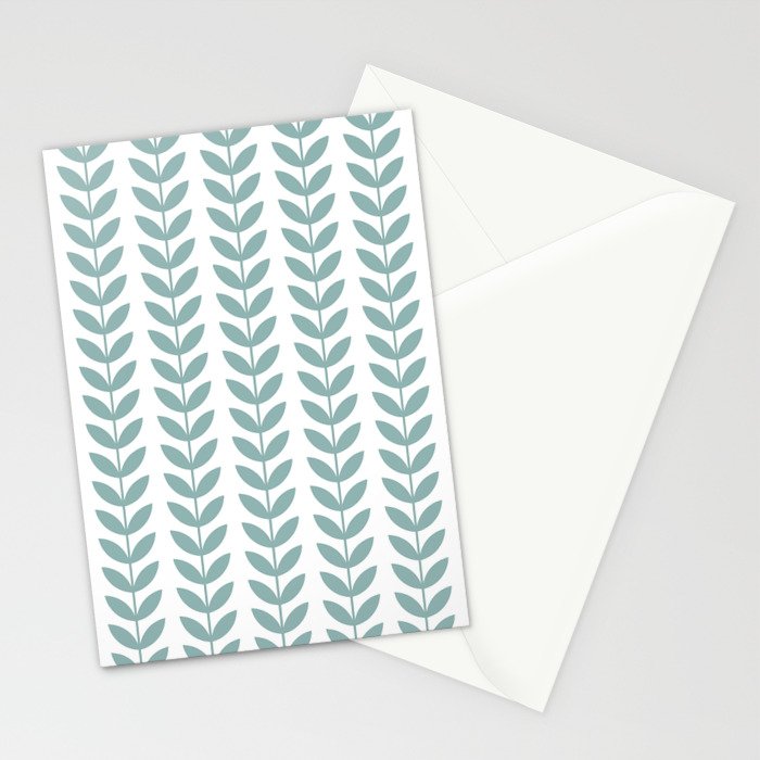 Scandinavian Mid Century Pattern 1950s Blue Stationery Card Gallery Image 2