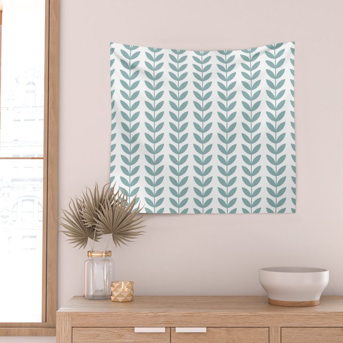 Scandinavian Mid Century Pattern 1950s Blue Wall Tapestry Gallery Image 2