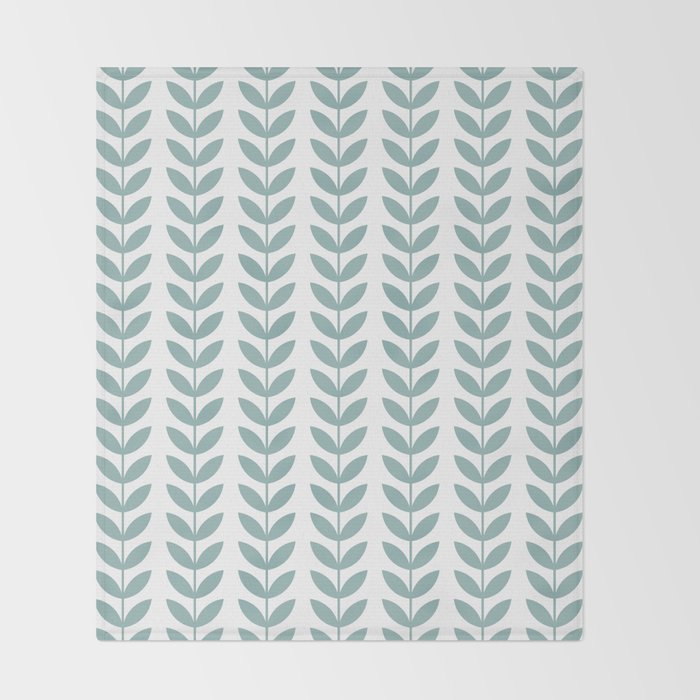 Scandinavian Mid Century Pattern 1950s Blue Throw Blanket Gallery Image 2