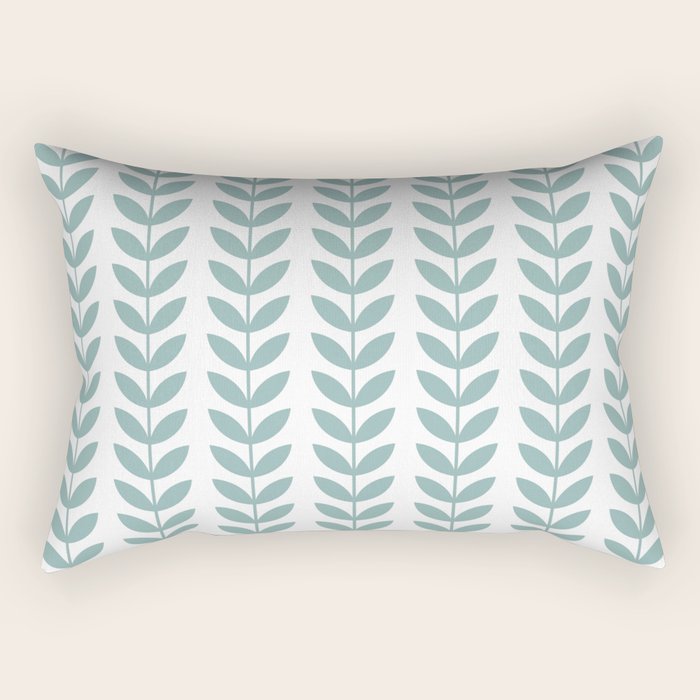 Scandinavian Mid Century Pattern 1950s Blue Rectangular Pillow Gallery Image 1