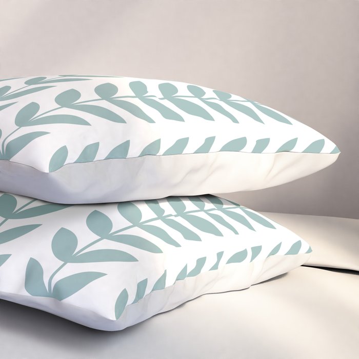 Scandinavian Mid Century Pattern 1950s Blue Pillow Sham Gallery Image 3