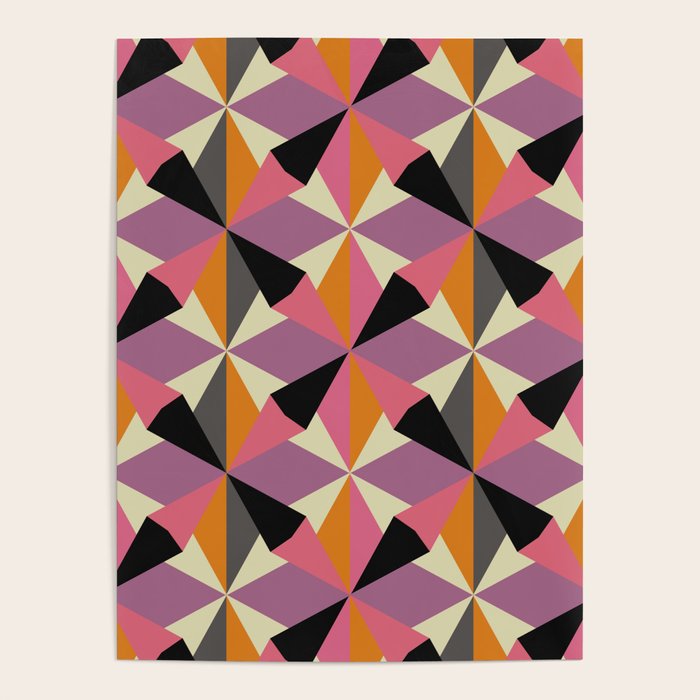 Geometric Color Utopia orange, lilac, gray, cream and black Poster Gallery Image 4