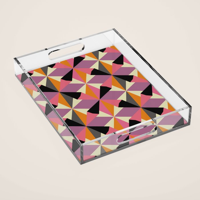 Geometric Color Utopia orange, lilac, gray, cream and black Acrylic Tray Gallery Image 1