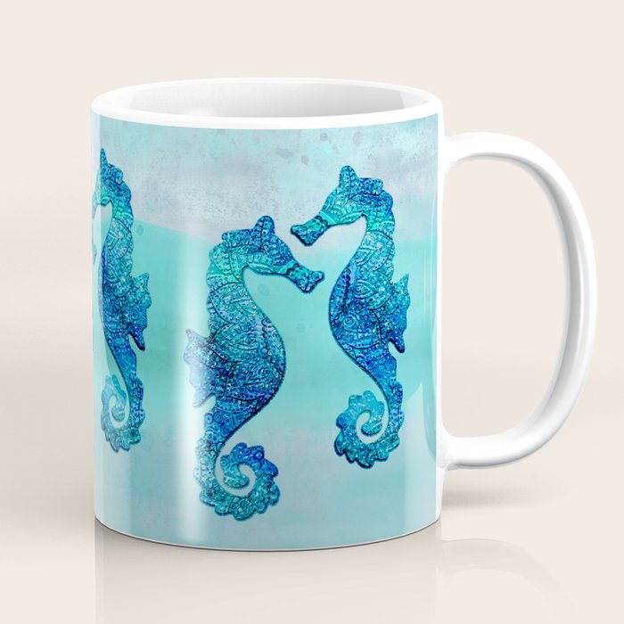 Blue Seahorse Couple Underwater Coffee Mug Gallery Image 1