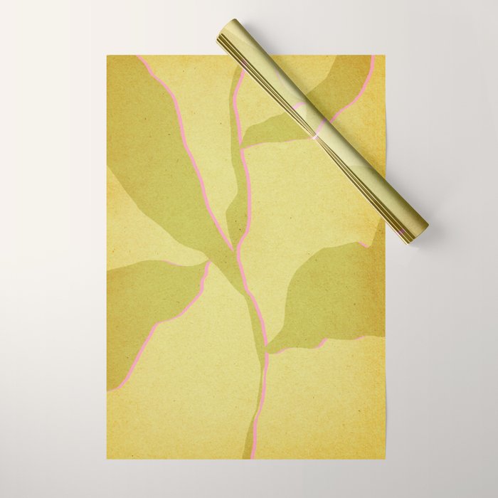 Green and pink botanical abstract Wrapping Paper Gallery Image 1