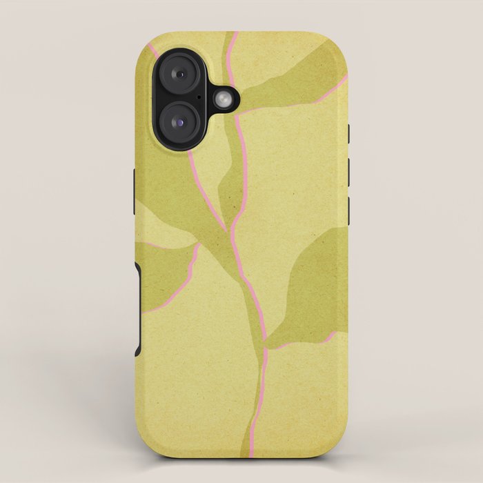 Green and pink botanical abstract iPhone Case Gallery Image 1
