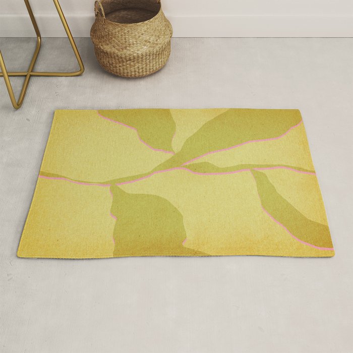 Green and pink botanical abstract Rug Gallery Image 1