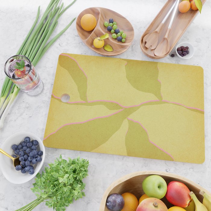 Green and pink botanical abstract Cutting Board Gallery Image 2