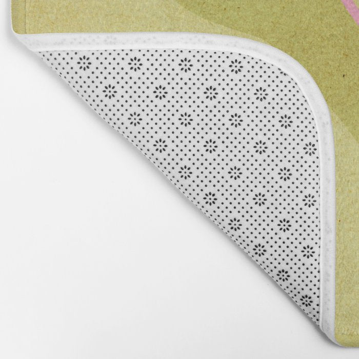 Green and pink botanical abstract Bath Mat Gallery Image 2