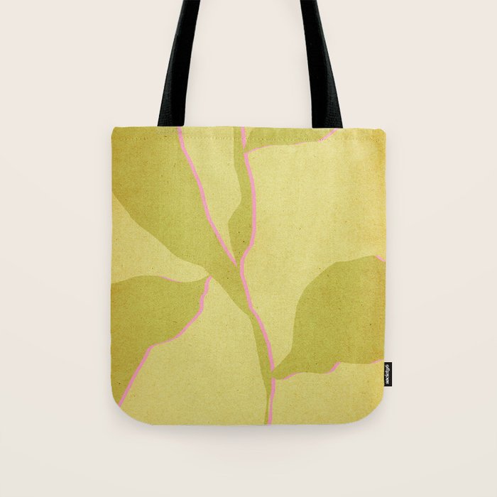 Green and pink botanical abstract Tote Bag Gallery Image 1