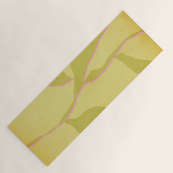 Green and pink botanical abstract Yoga Mat Gallery Image 1