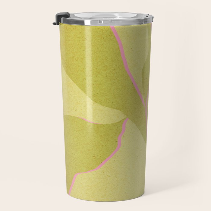 Green and pink botanical abstract Travel Mug Gallery Image 3