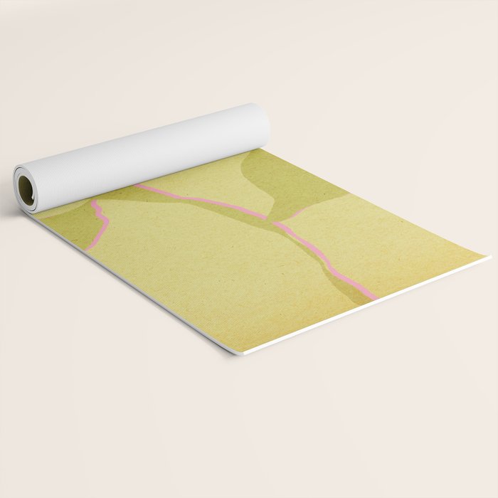 Green and pink botanical abstract Yoga Mat Gallery Image 2