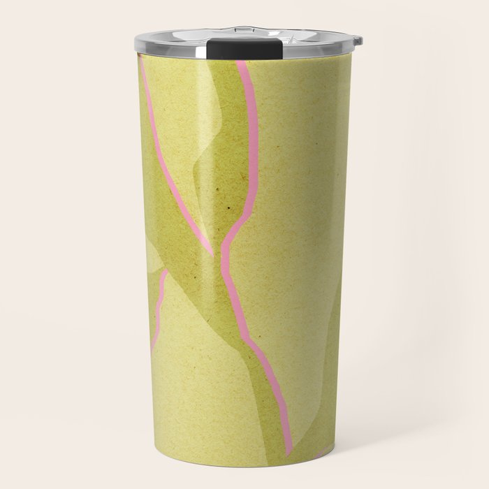 Green and pink botanical abstract Travel Mug Gallery Image 1