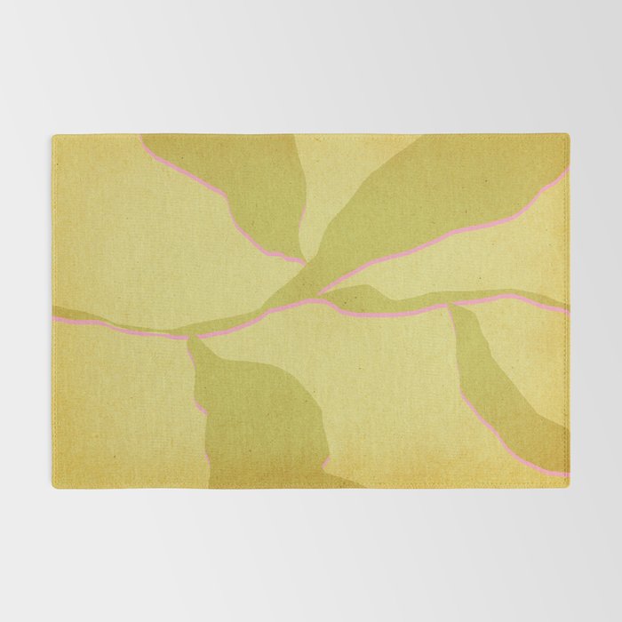 Green and pink botanical abstract Rug Gallery Image 2