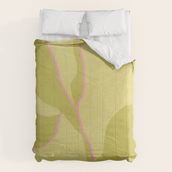 Green and pink botanical abstract Comforter Gallery Image 1