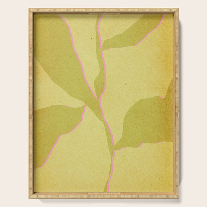 Green and pink botanical abstract Serving Tray Gallery Image 1
