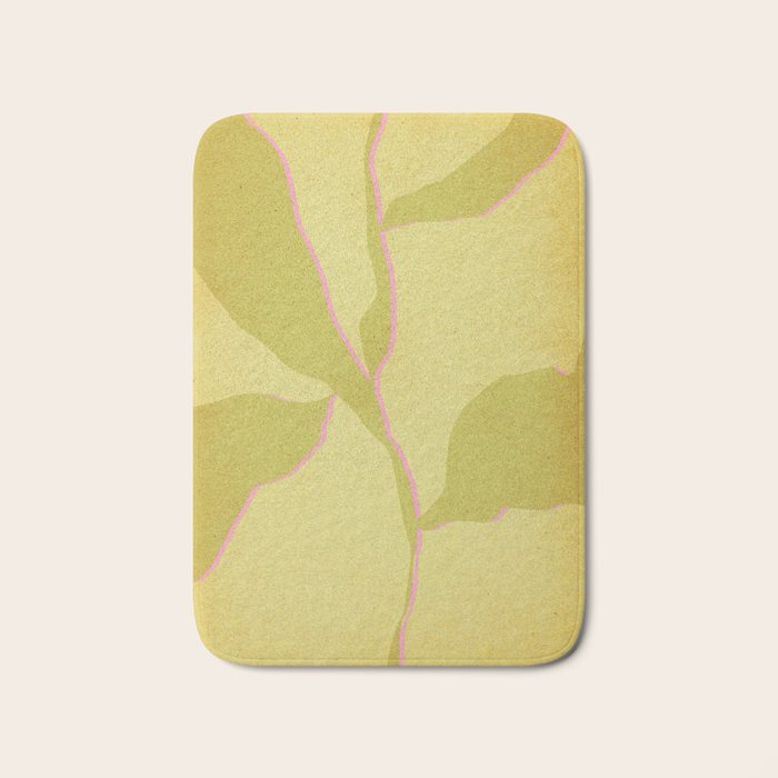 Green and pink botanical abstract Bath Mat Gallery Image 1