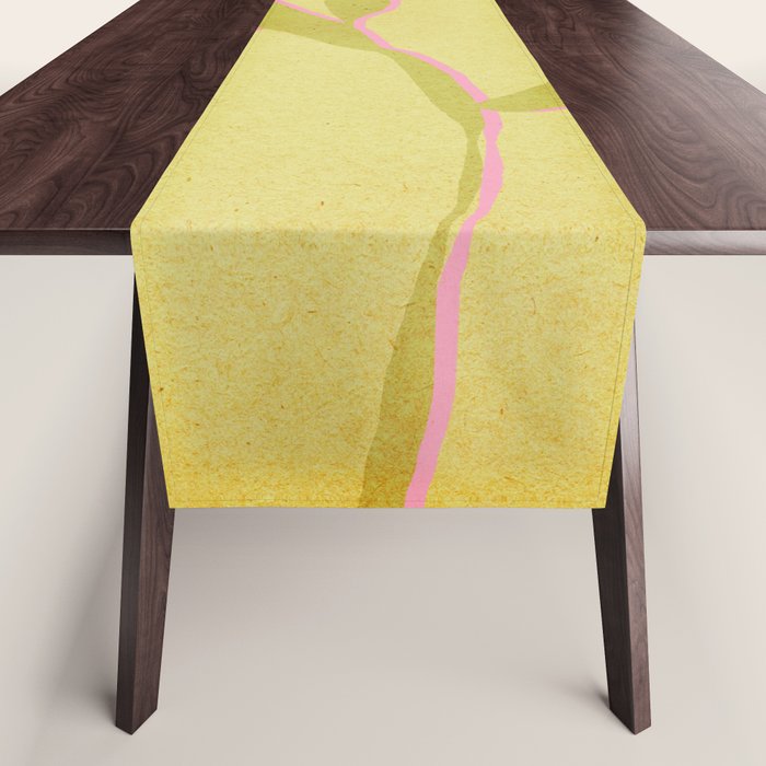 Green and pink botanical abstract Table Runner Gallery Image 1
