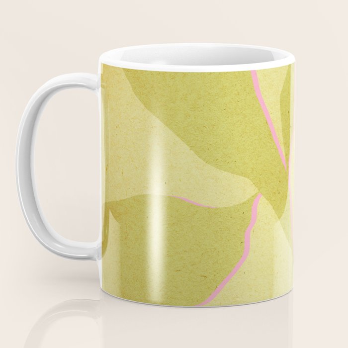 Green and pink botanical abstract Coffee Mug Gallery Image 3