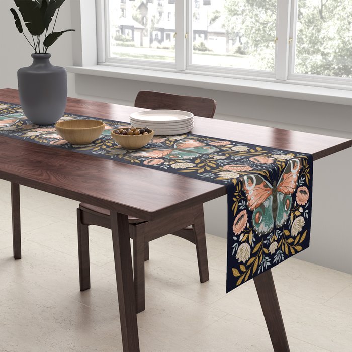 William Morris Butterfly - Midnight Garden Table Runner Gallery Image 2