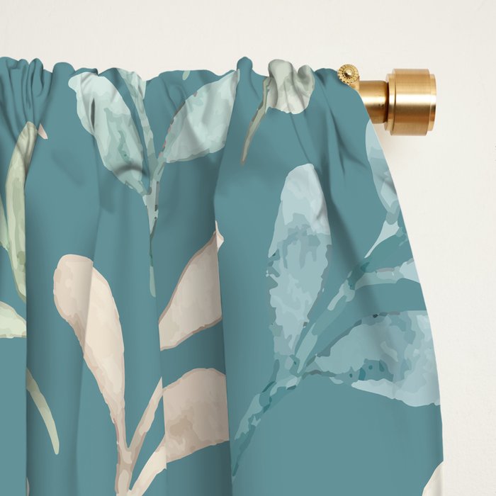 Leafy Teal Floral Window Curtain Gallery Image 2