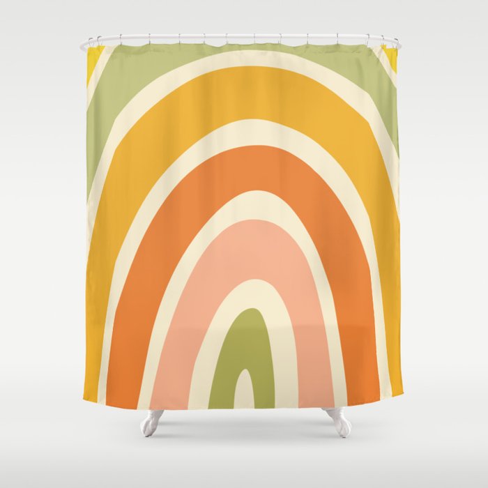Retro Rainbow Shower Curtain Gallery Image 1
