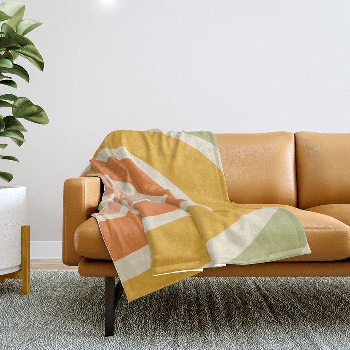 Retro Rainbow Throw Blanket Gallery Image 1