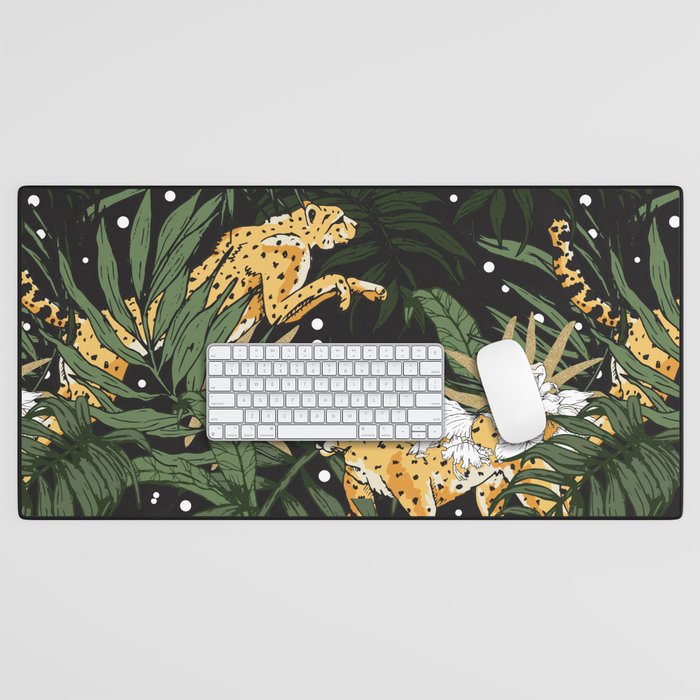 Cheetah in the glamorous nocturnal jungle Desk Mat Gallery Image 1