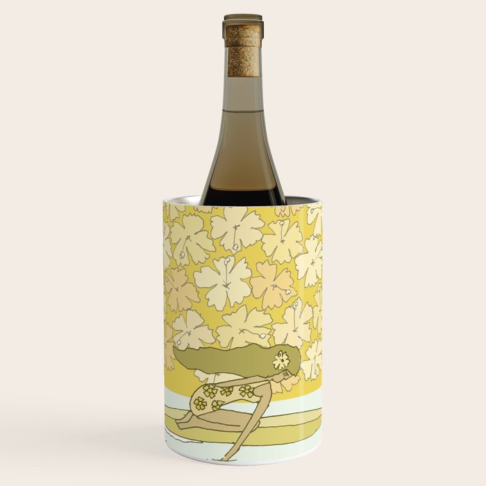follow the dolphins to paradise ~ hibiscus // retro surf art by surfy birdy Wine Chiller Gallery Image 1