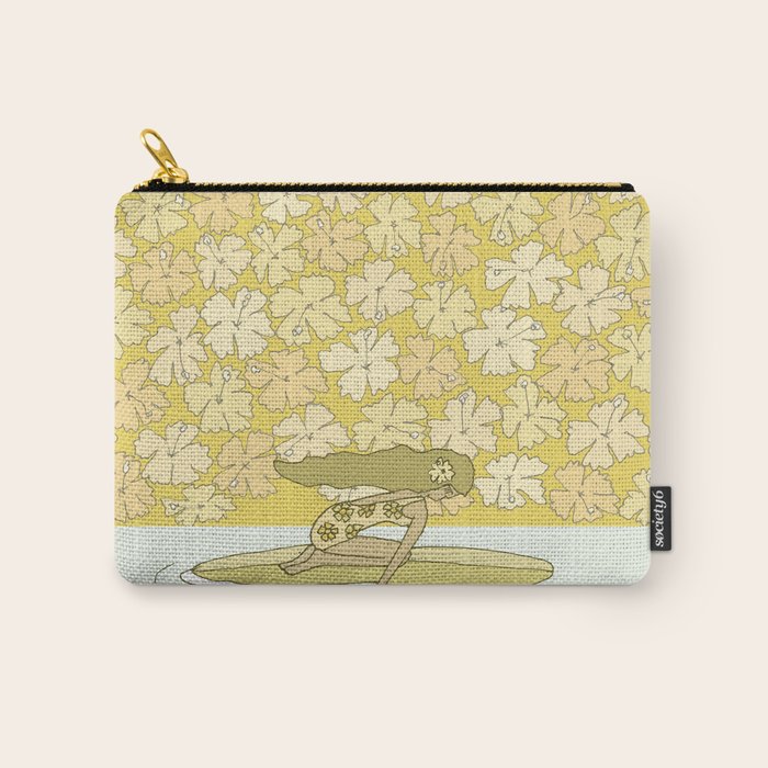 follow the dolphins to paradise ~ hibiscus // retro surf art by surfy birdy Carry All Pouch Gallery Image 1