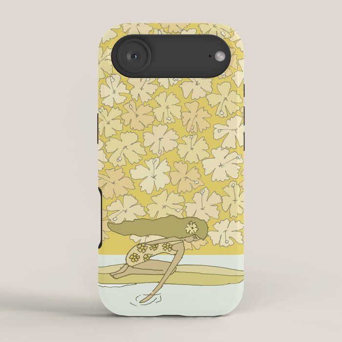 follow the dolphins to paradise ~ hibiscus // retro surf art by surfy birdy iPhone Case Gallery Image 2