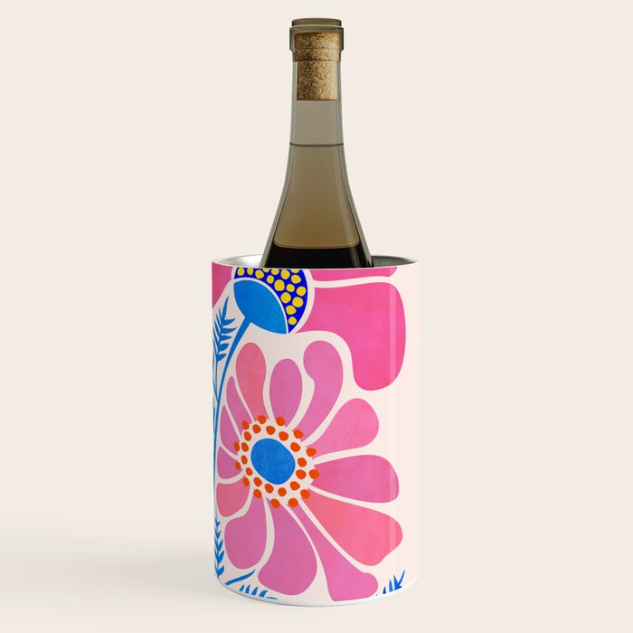 Pink Wildflowers - Floral Illustration Wine Chiller Gallery Image 3