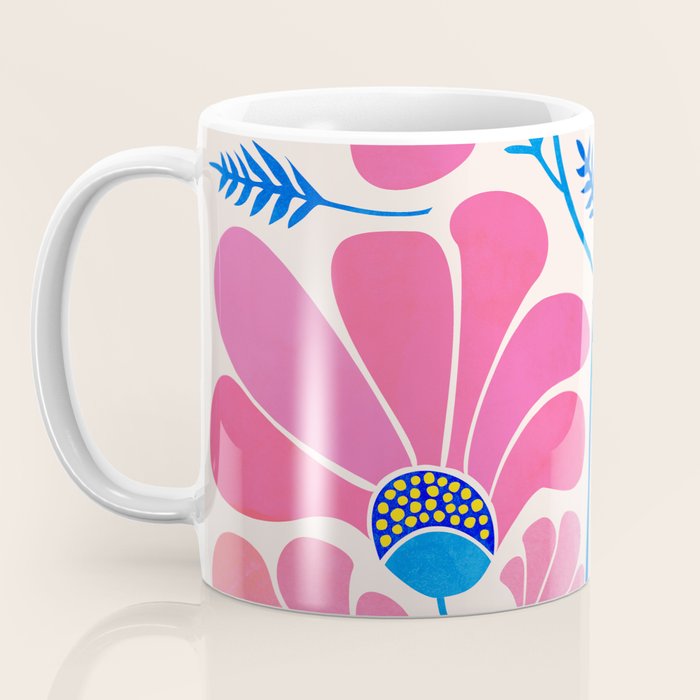 Pink Wildflowers - Floral Illustration Coffee Mug Gallery Image 3