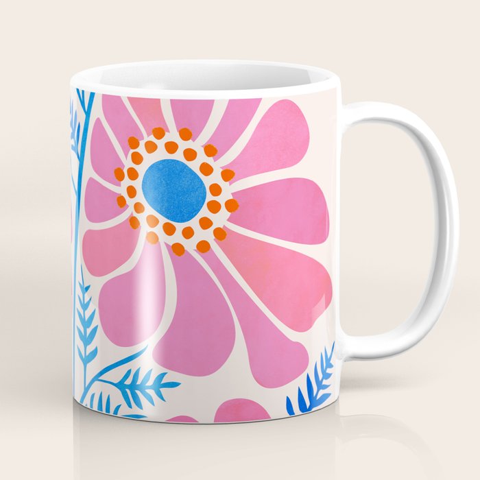 Pink Wildflowers - Floral Illustration Coffee Mug Gallery Image 1