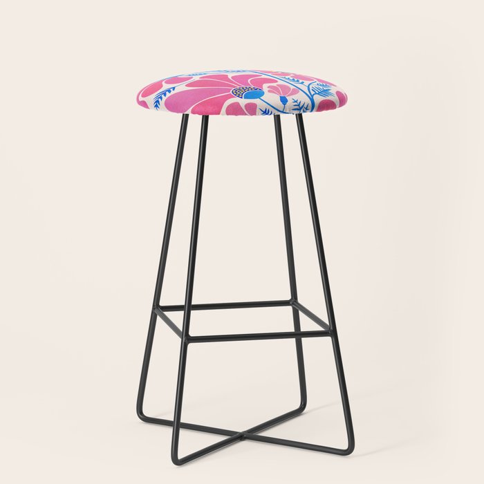 Pink Wildflowers - Floral Illustration Stool Gallery Image 1