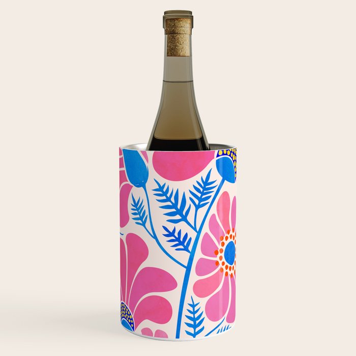 Pink Wildflowers - Floral Illustration Wine Chiller Gallery Image 1