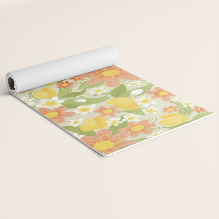 Christina Light Flower Pattern Yoga Mat Gallery Image 2