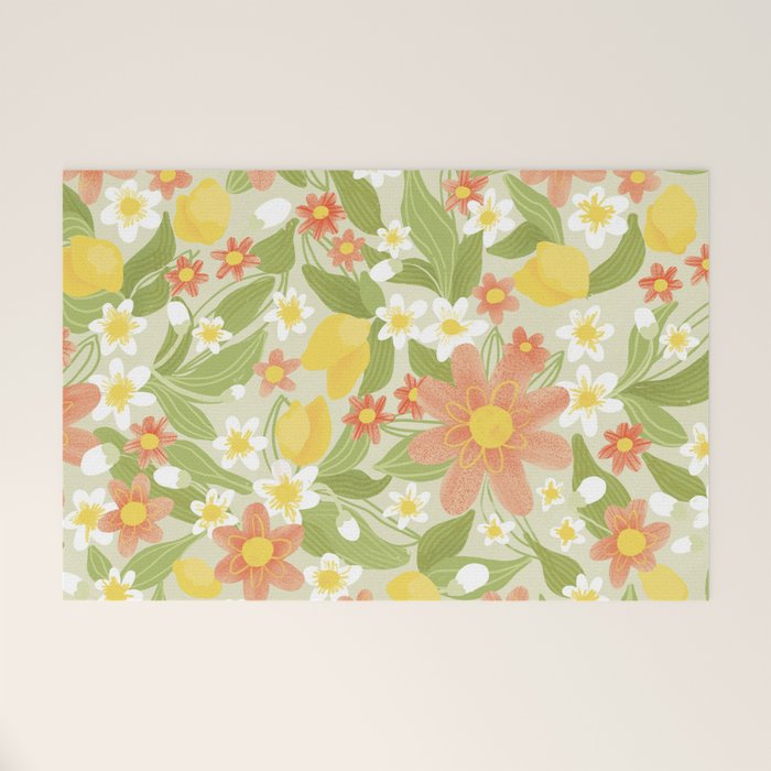 Christina Light Flower Pattern Welcome Mat Gallery Image 1